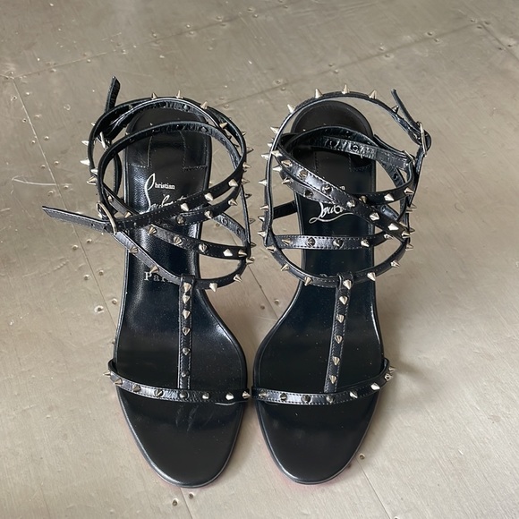 Christian louboutin bombina spike black stiletto sandal 100mm sz 37.5 - Picture 3 of 11